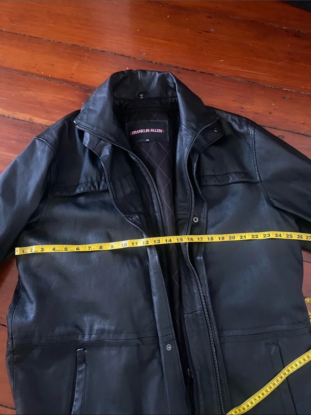Vintage Genuine Oversized Leather Coat Size 2XL Men’s Black Franklin Allen